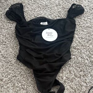 Princess Polly Elegant Black Ruched Bodysuit